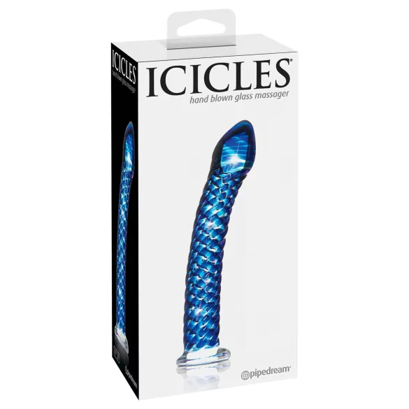 Icicles No. 29 - dildo penis spiralat - sticlă albastră