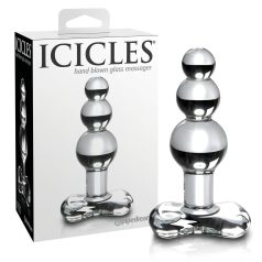  Icicles No. 47 - plug anal triplu cu mărgele, din sticlă (transparent)