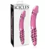 Icicles No. 57 - dildo dublu cu penis - sticlă - roz