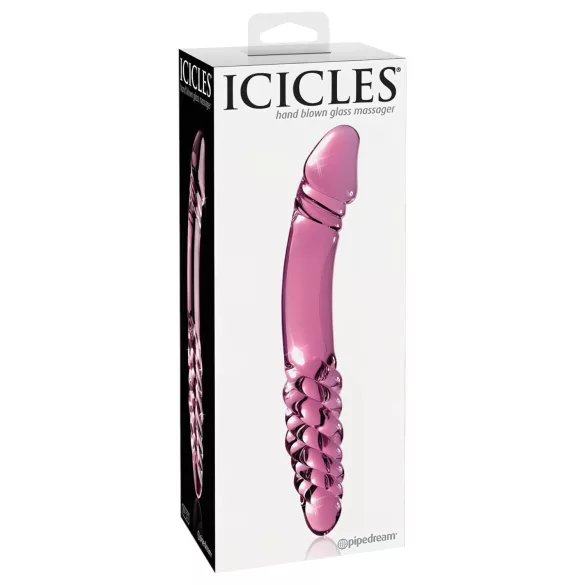 Icicles No. 57 - dildo dublu cu penis - sticlă - roz