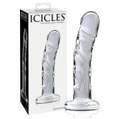 Icicles No. 62 - dildo din sticlă cu penis - transparent