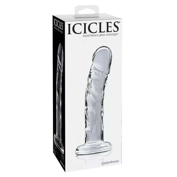 Icicles No. 62 - dildo din sticlă cu penis - transparent
