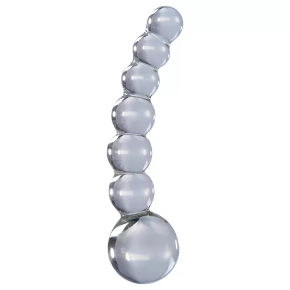 Icicles No. 66 - dildo din sticlă curbat cu bile - transparent