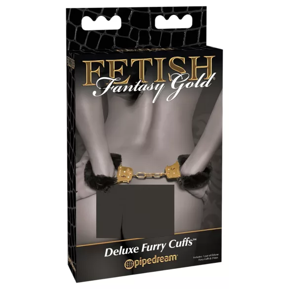Pipedream Fetish Fantasy Gold - cătușe plușate - negru