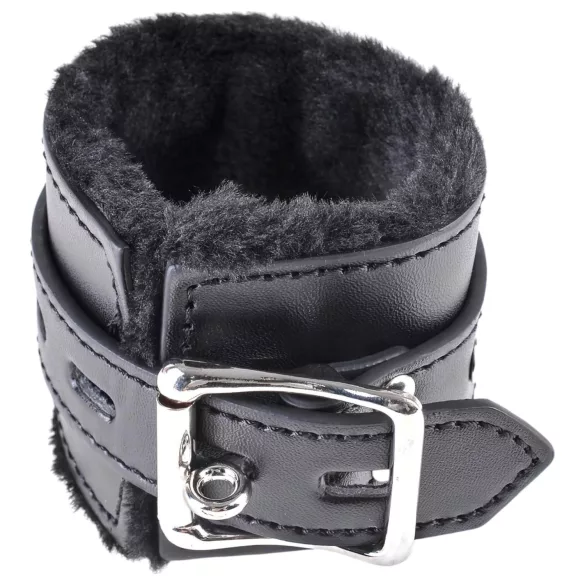 Fetish - cătușe moi - piele sintetică neagră