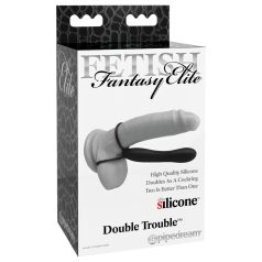 Fetish Double Trouble - inel here și penis cu dildo (negru)