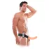 Fetish - Strap-on cu vibrații, vibrator gol pe interior, culoare natur