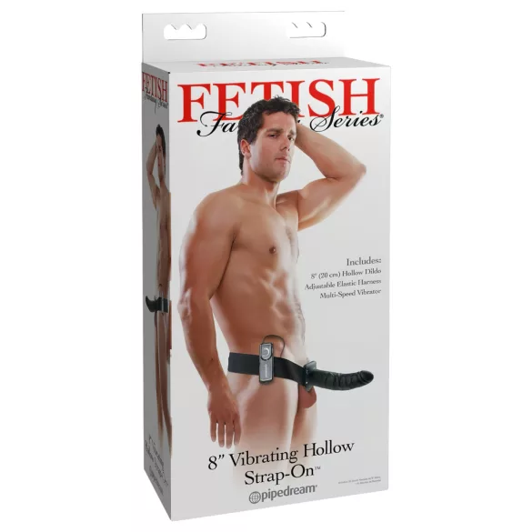 Pipedream Fetish Strap-On 8 - vibrator cu ham, gol pe interior (negru)