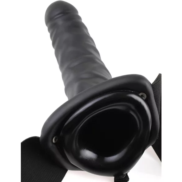 Pipedream Fetish Strap-On 8 - vibrator cu ham, gol pe interior (negru)