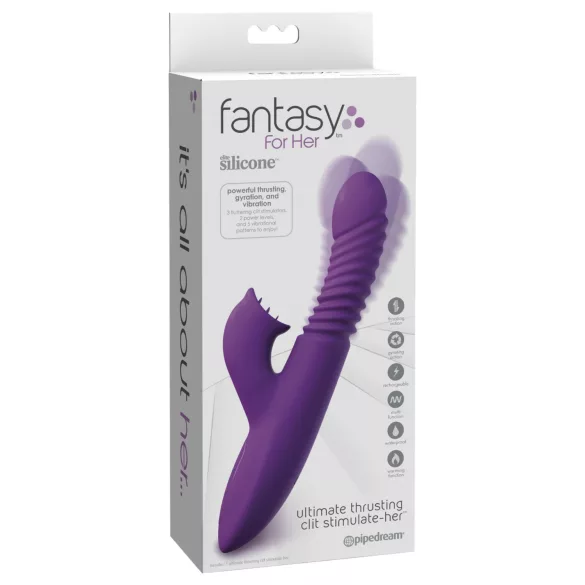 Fantasy For Her - vibrator împingător 3 în 1 cu funcție de încălzire (mov)