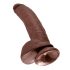 King Cock 9 - dildo maro cu ventuză și testicule (23cm)