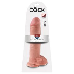   King Cock 11 - dildo cu ventuză, testicule (28cm) - culoare naturală