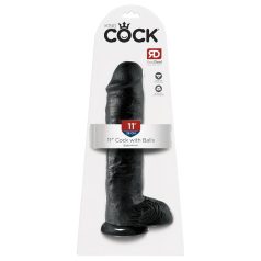 King Cock 11 - dildo negru cu ventuză și testicule (28cm)