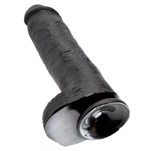 King Cock 11 - dildo cu ventuză și testicule - 28cm - negru