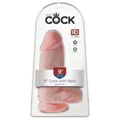   King Cock 9 Chubby - dildo cu testicule, ventuză (23cm) - natural