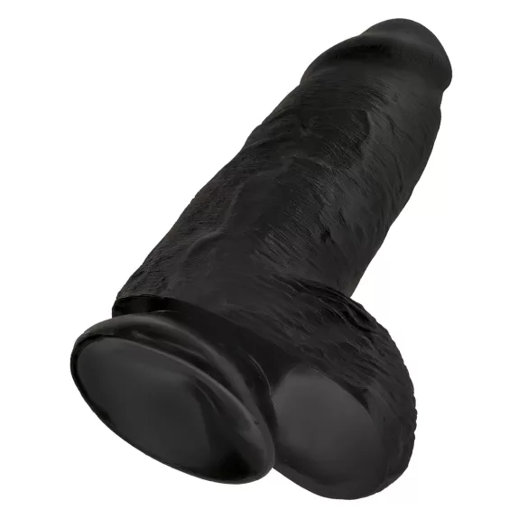 King Cock - dildou cu ventuză și testicule - 23cm - negru