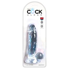 King Cock Clear 7 - dildo cu ventuză și testicule (18cm)