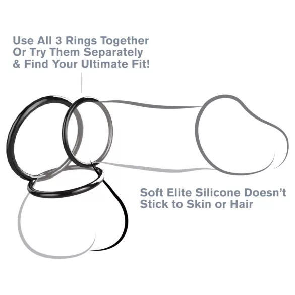 Fantasy C-Ringz - set inele pentru penis - silicon - negru