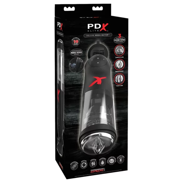 PDX Mega-Bator - masturbator automat rotativ și vertical - negru