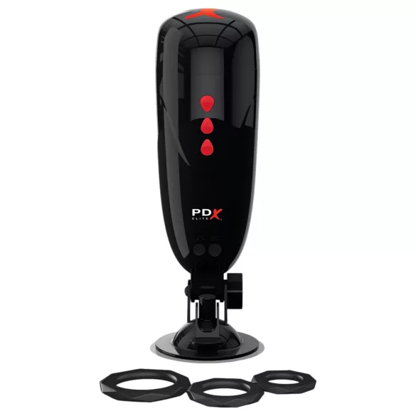 PDX Elite - masturbator tip vagin cu vibrații - silicon negru