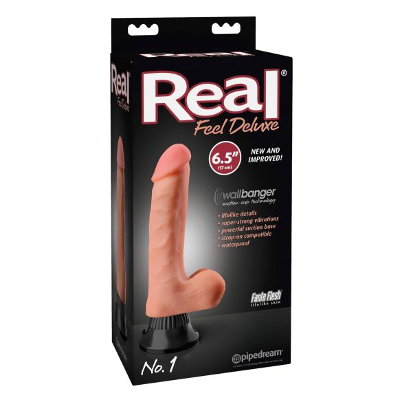 Vibrator Real Feel Deluxe No.1 - natural, cu textură autentică