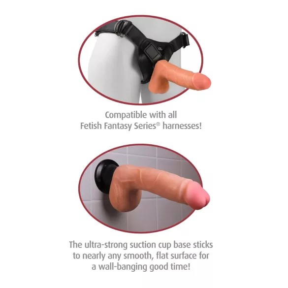 Real Feel Deluxe No.1 - vibrator realist cu testicule - silicon bej