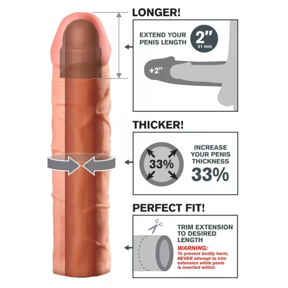 Pipedream - X-TENSION Perfect 2 - manșon penian realist (20,3 cm, culoare naturală)