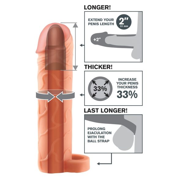 X-TENSION Perfect 2 - mânecă pentru penis cu inel - 19cm - culoare naturală