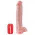 King Cock 15 - dildo cu ventuză, cu testicule (38 cm, culoare naturală)