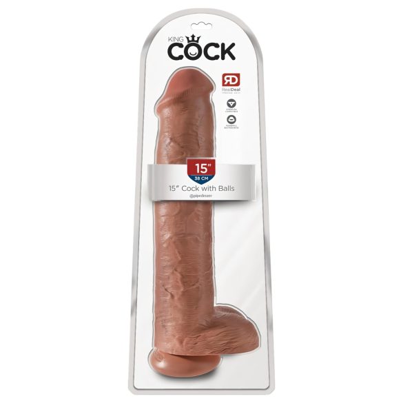 King Cock 15 - dildo gigant (38cm) - natural închis