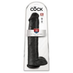 King Cock 15 - dildo ventuză cu testicule (38cm) - negru
