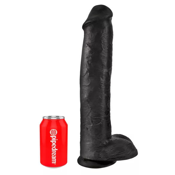 King Cock 15 - dildo cu ventuză și testicule (38 cm, negru)