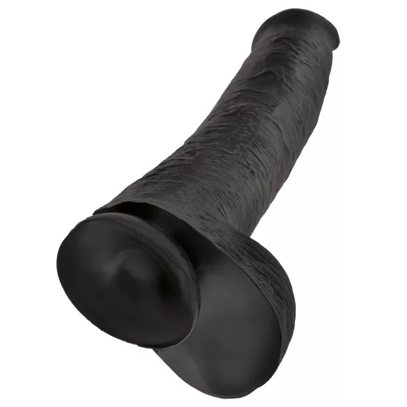 King Cock 15 - dildo cu ventuză și testicule (38 cm, negru)