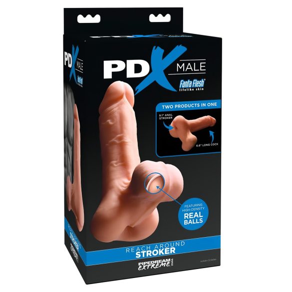PDX Reach Around - masturbator 2în1 și extensie penis - silicon natur