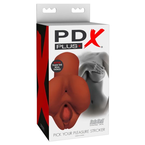 PDX Bucură-te de Plăcerea Ta - Masturbator 2în1 Realist (Maro)