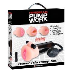   Pipedream Travel Trio - set de pompe vibrante pentru penis (negru)