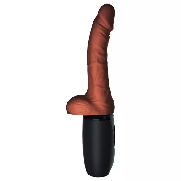 King Cock Plus 7,5 - dildo realist cu vibrații și testicule - maro
