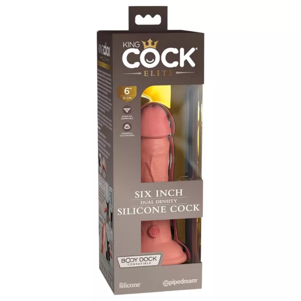 King Cock Elite 6 - dildo realist cu ventuză - 15 cm - culoare naturală
