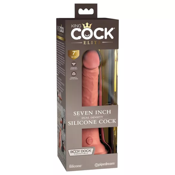 King Cock Elite - dildo realist cu ventuză - 18 cm - culoare naturală