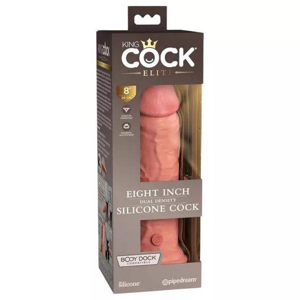 King Cock Elite 8 - dildo realist cu ventuză - 20 cm - culoare natur