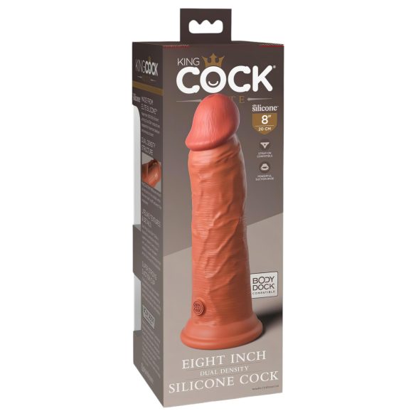 King Cock Elite 8 - dildo cu ventuză - realist - 20cm - maro închis