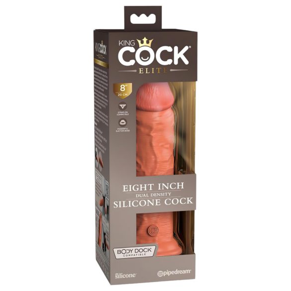 King Cock Elite 8 - dildo cu ventuză - realist - 20cm - maro închis