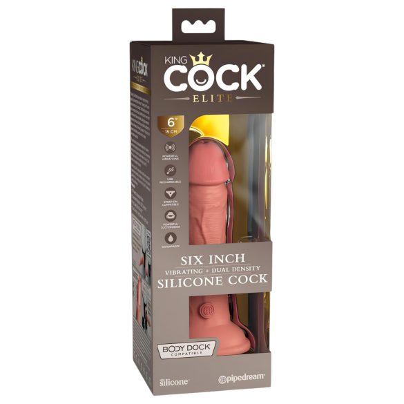 King Cock Elite 6 - vibrator realist 15 cm (natural închis)