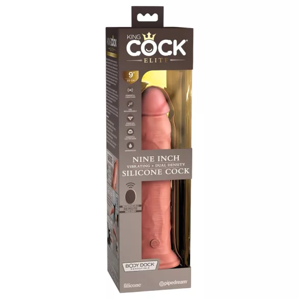 King Cock Elite 9 - vibrator cu ventuză - real - 23cm - culoare naturală