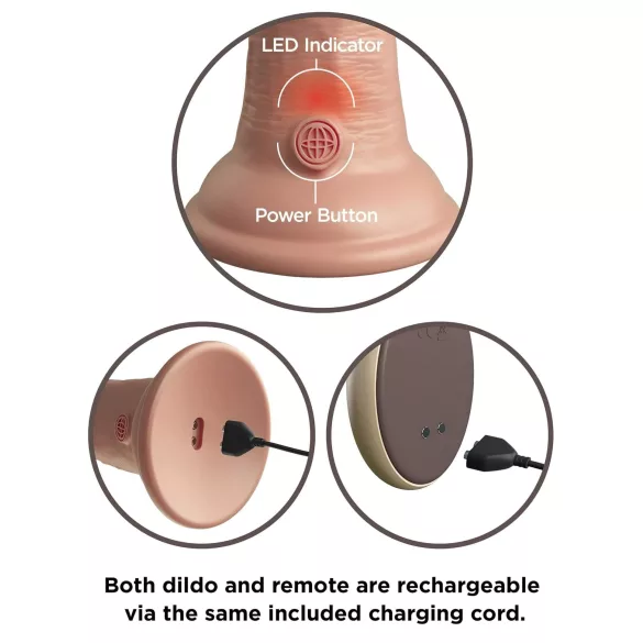 King Cock Elite 9 - vibrator cu ventuză - real - 23cm - culoare naturală