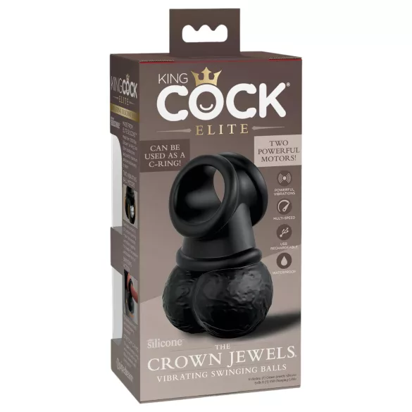 King Cock Crown Jewels - inel vibratoare pentru penis (negru)