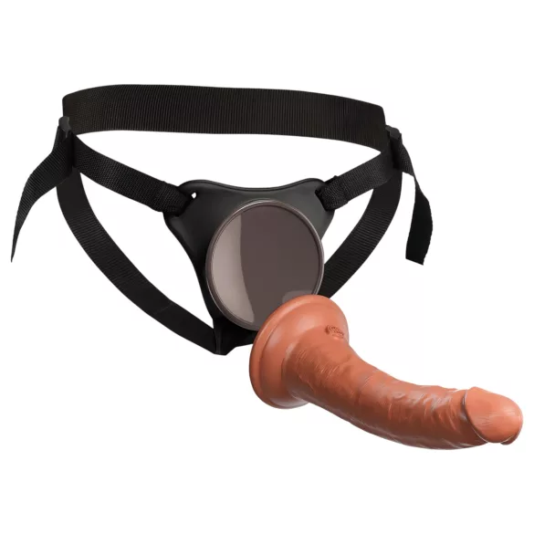 King Cock Elite Comfy - dildo cu ham pentru strap-on - culoare natur închis
