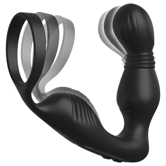 Anal Fantasy Elite - vibrator prostată cu inel pentru penis - silicon negru