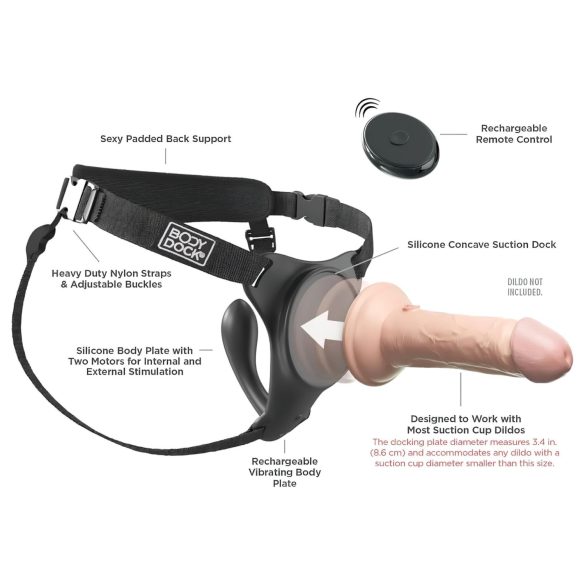 Body Dock - dildou cu ham pentru stimulare punctul G - silicon Silexd 7