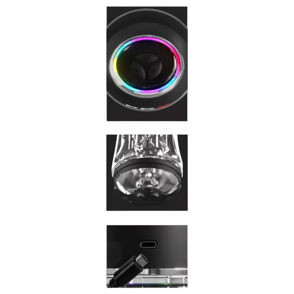 PDX ViewTube Pro - masturbator cu aspirație și vibrații (negru)